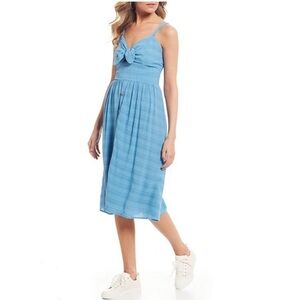 Chelsea & Violet Blue Sweetheart Neckline Tie Front Keyhole Button Up Sun Dress